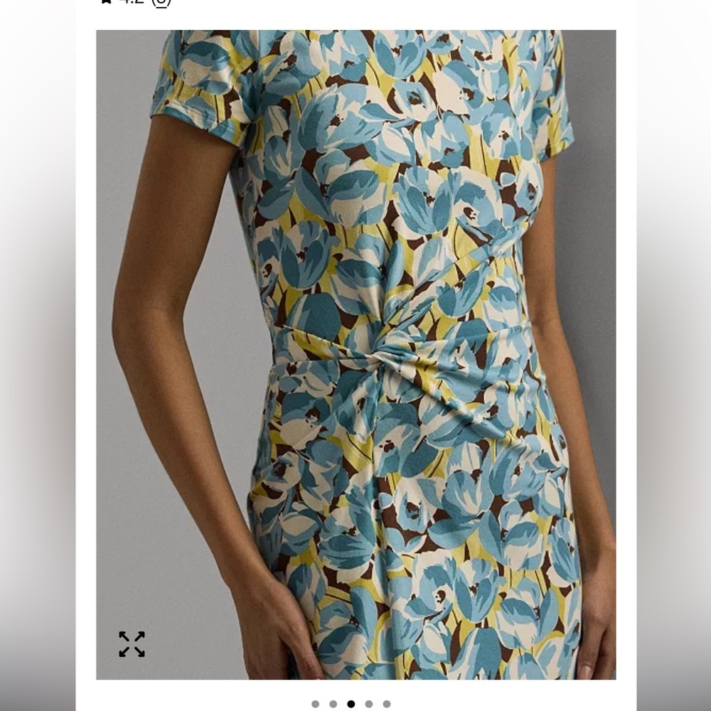 Lauren Ralph Lauren Floral Jersey Twist-Front Midi Dress Size Medium - Picture 4 of 16